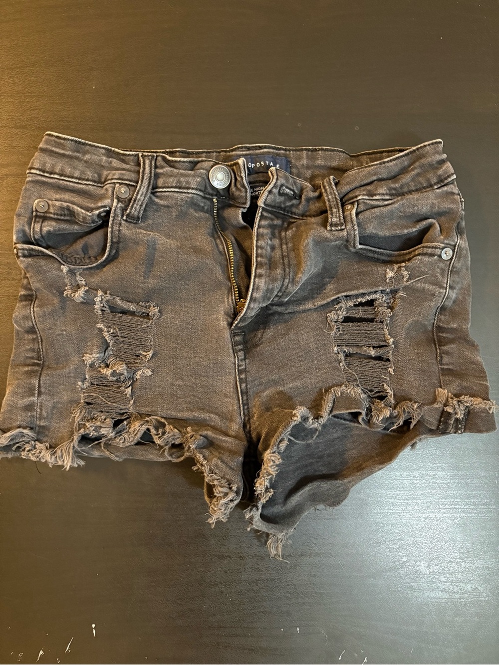 Aeropostale Black Washed Distressed Denim Cutoff Shorts